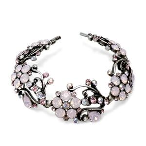 V&A Victoria & Albert Museum Signed Pink AB Crystal Floral Scroll Link Bracelet